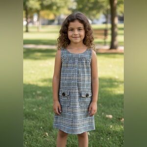 Xhilaration Girls Blue and Black Plaid Dress - XS